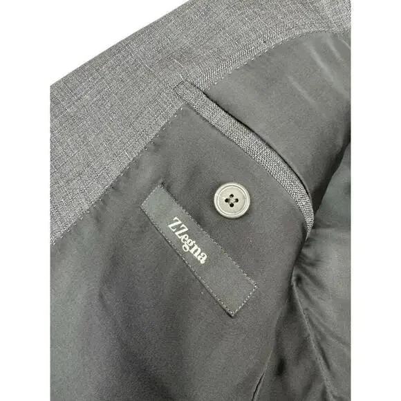 Z Zegna Wool Single-Breasted Blazer Jacket Gray Blue Check Size 40 R US - Picture 6 of 9